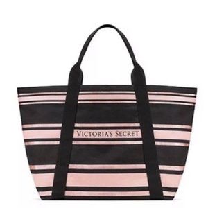 Victoria Secret Sparkle Zippered Canvas Tote Bag